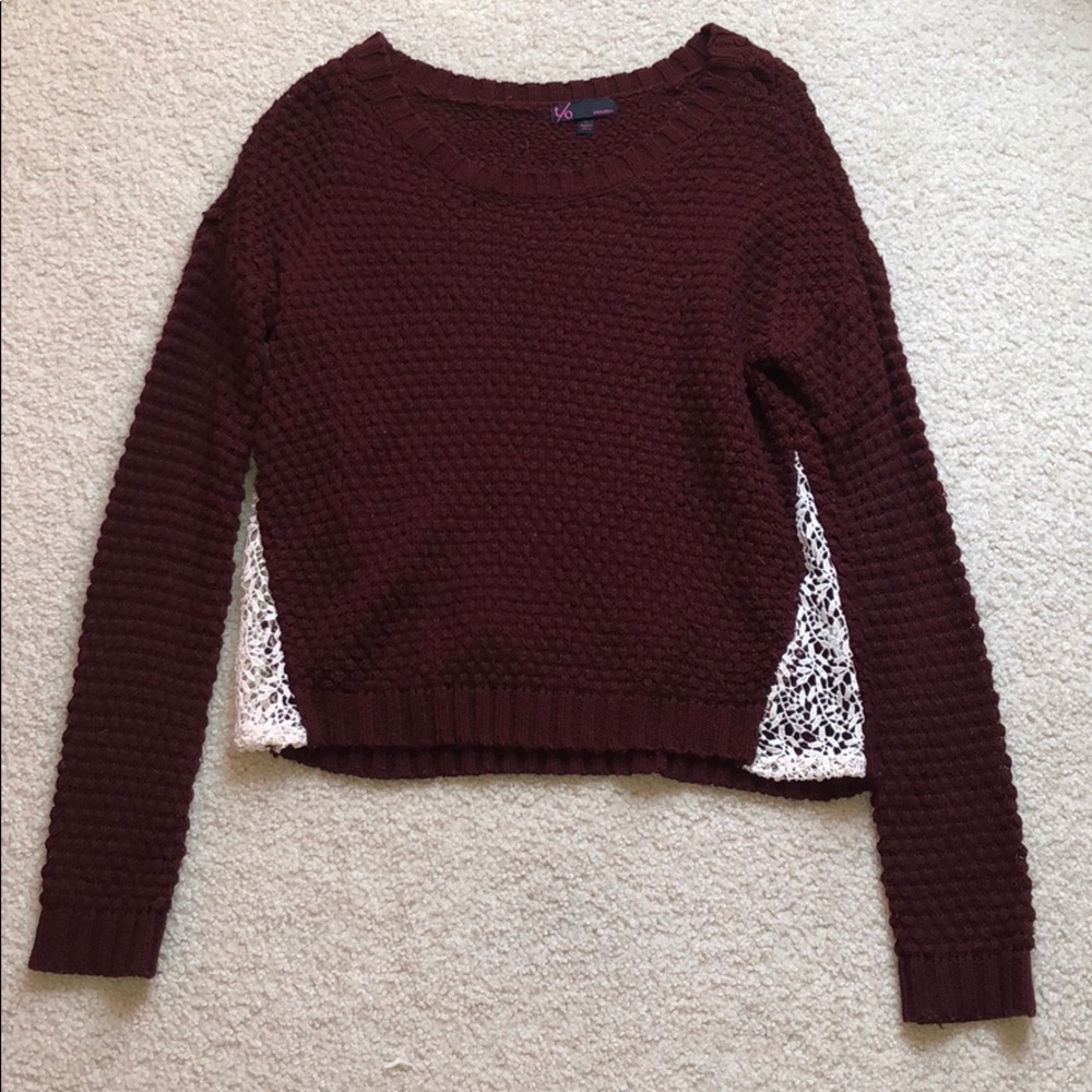 Burgundy Lace Sweater